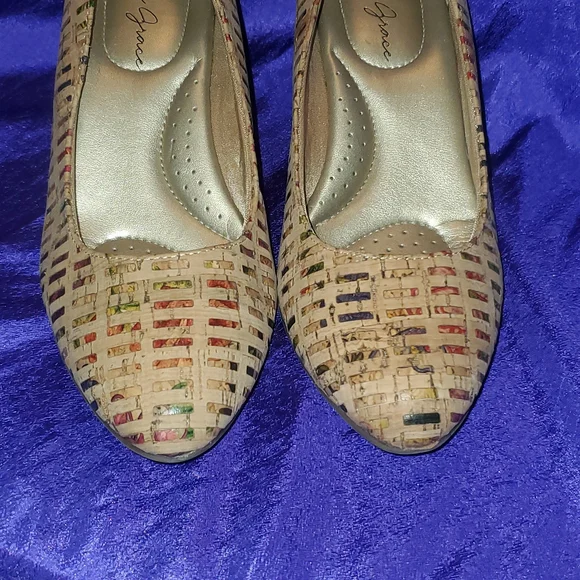 Amelia Grace cork 2" heels pumps 6.5 - Picture 2 of 9